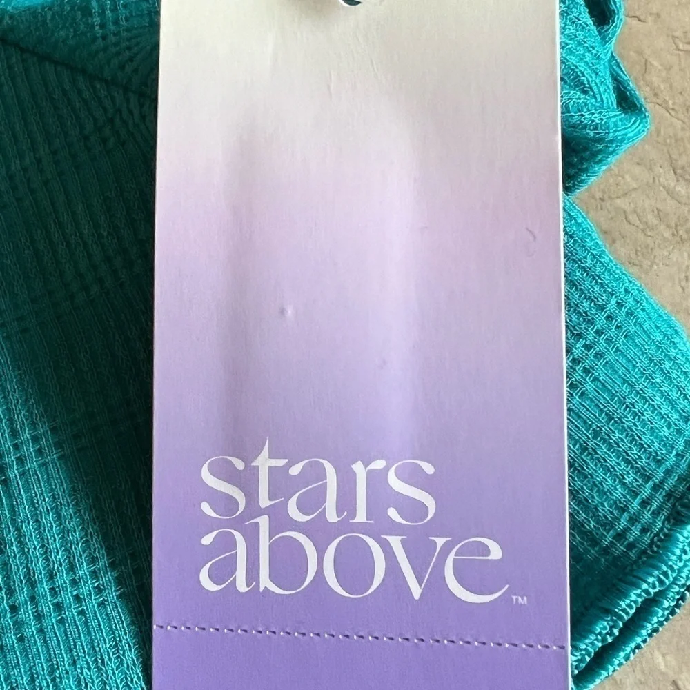 STARS Above Women's Turquoise Teal Blue Textured Knit Pajama Shorts 2pc Set